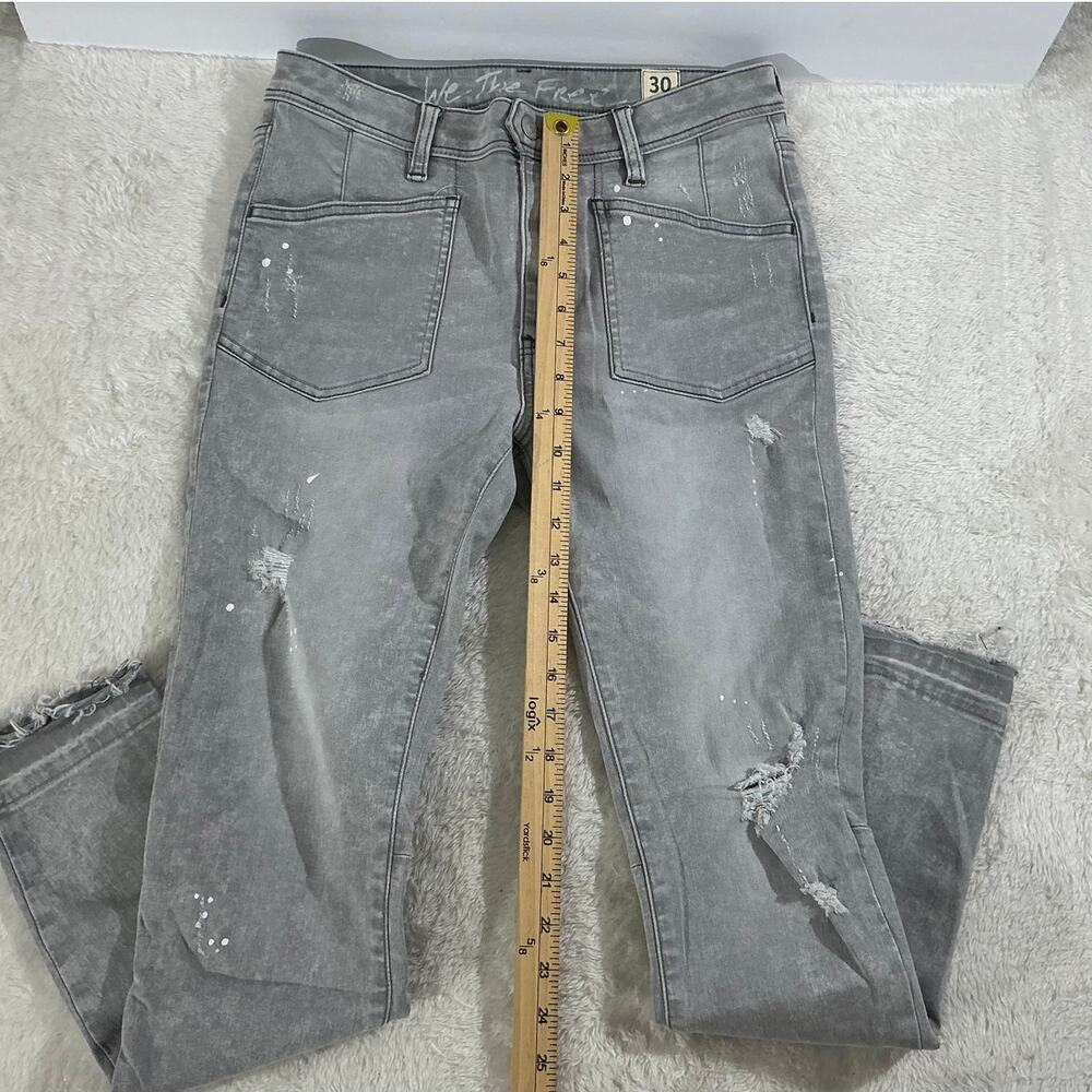 Free People We The Free Skinny Jeans Womens 30 Gray Distressed Raw Hem